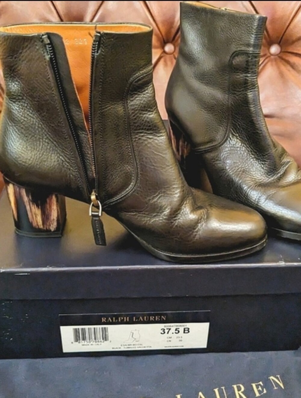 Ralph Lauren Purple label Collection Luxury leather zip boots Made in Italy